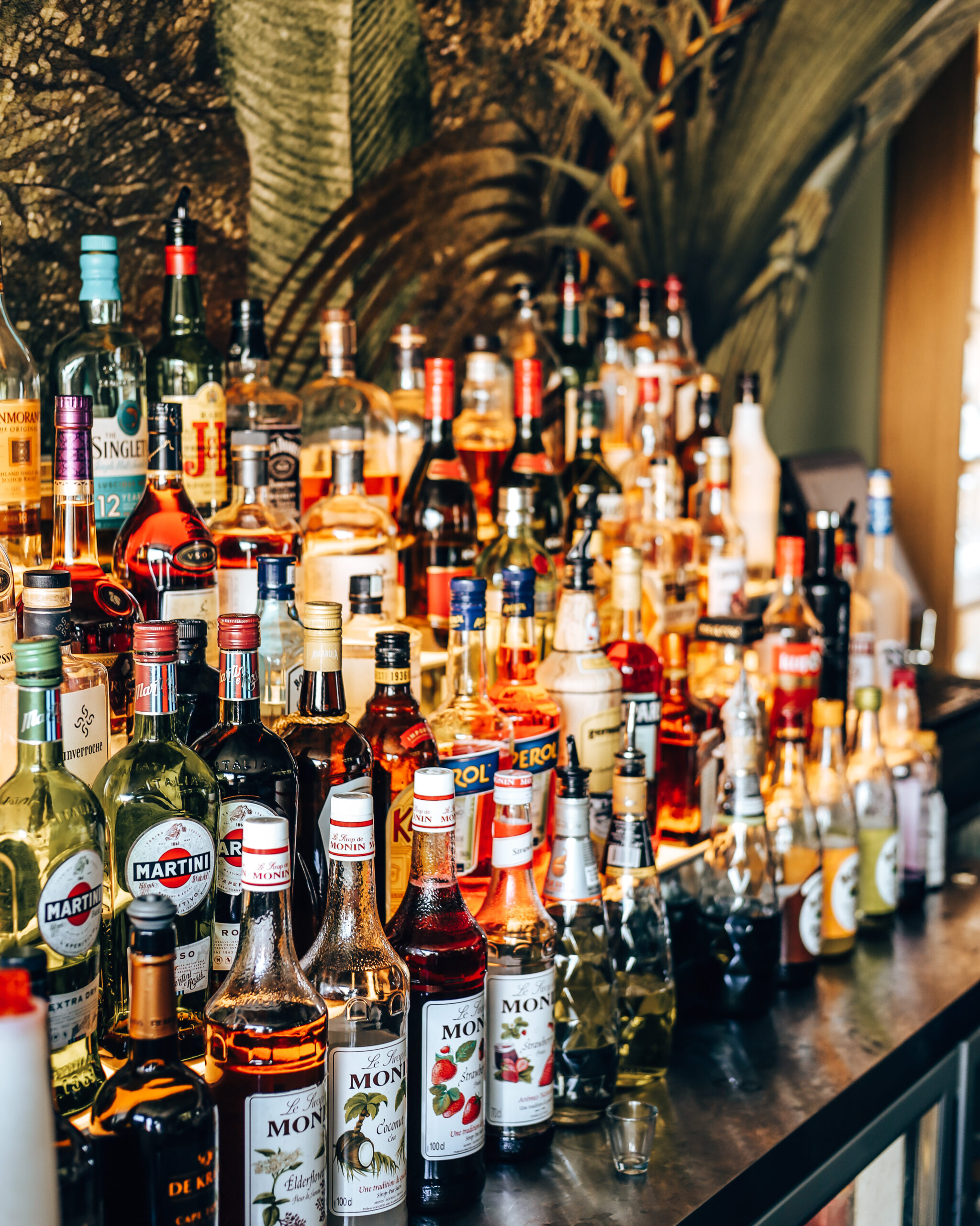 The inside of the bar area at the rooftop restaurant